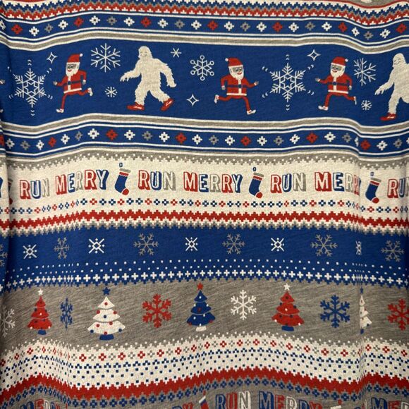 NEW Brooks men's sz large L Distance Graphic Long Sleeve Run Jolly Christmas top - Picture 5 of 9